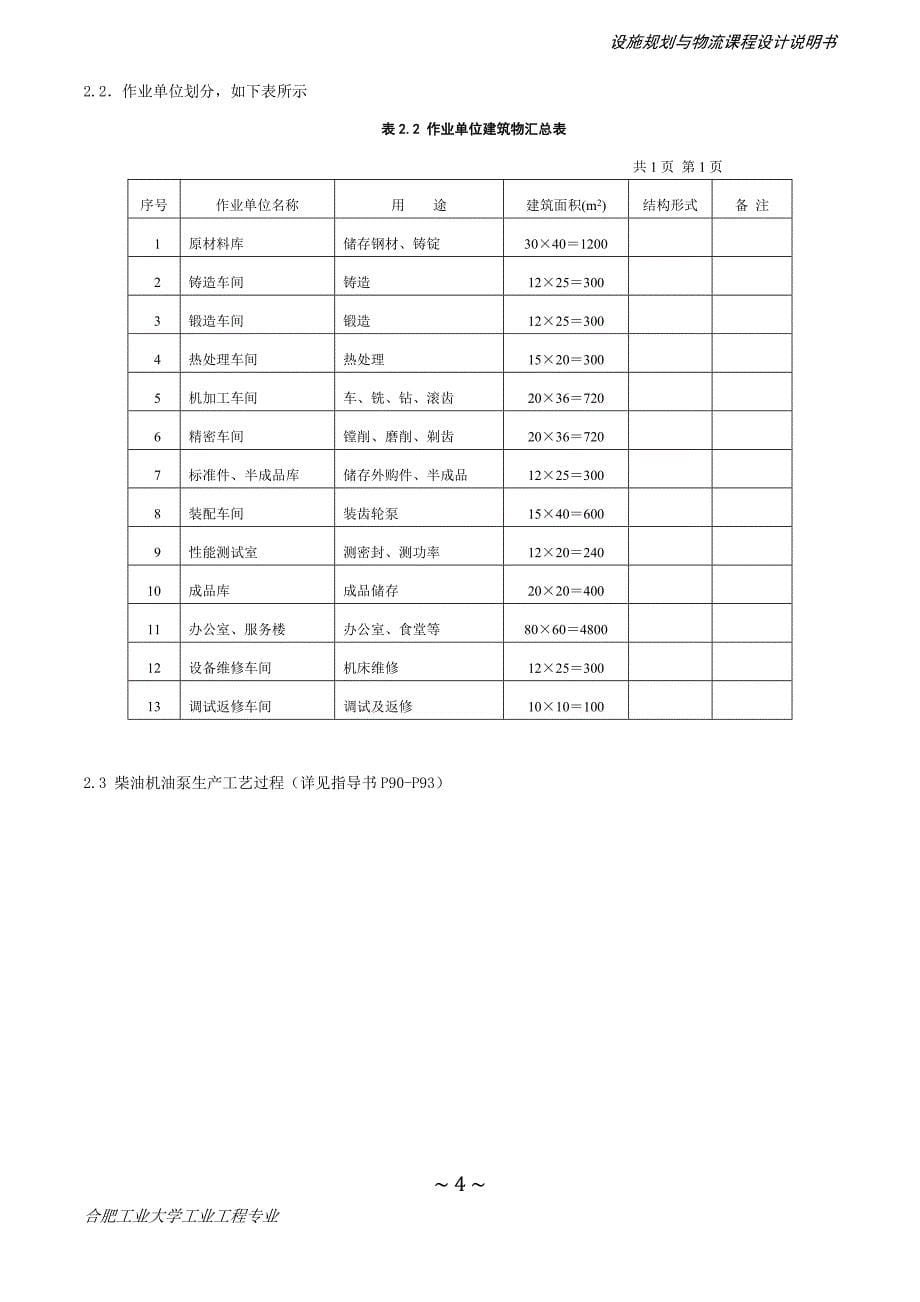 设施规划与物流分析课程设计说明书(合肥工业大学 工业工程)_第5页