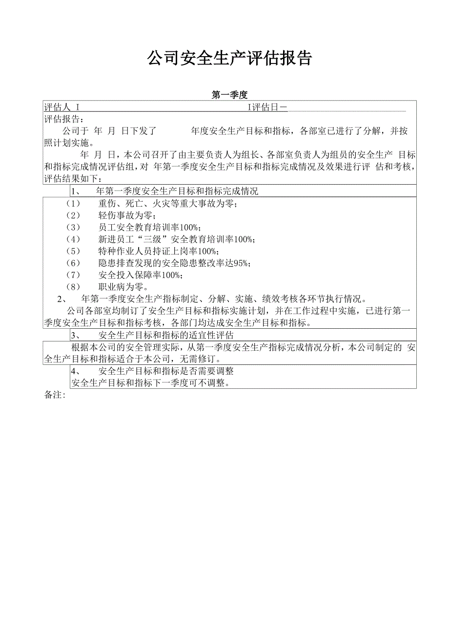 公司安全生产评估报告_第1页