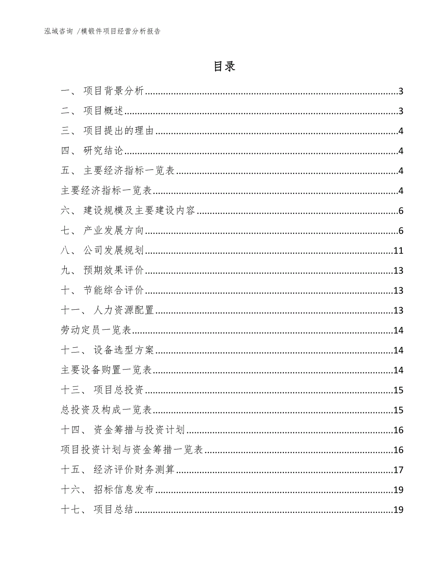 模锻件项目经营分析报告_第1页