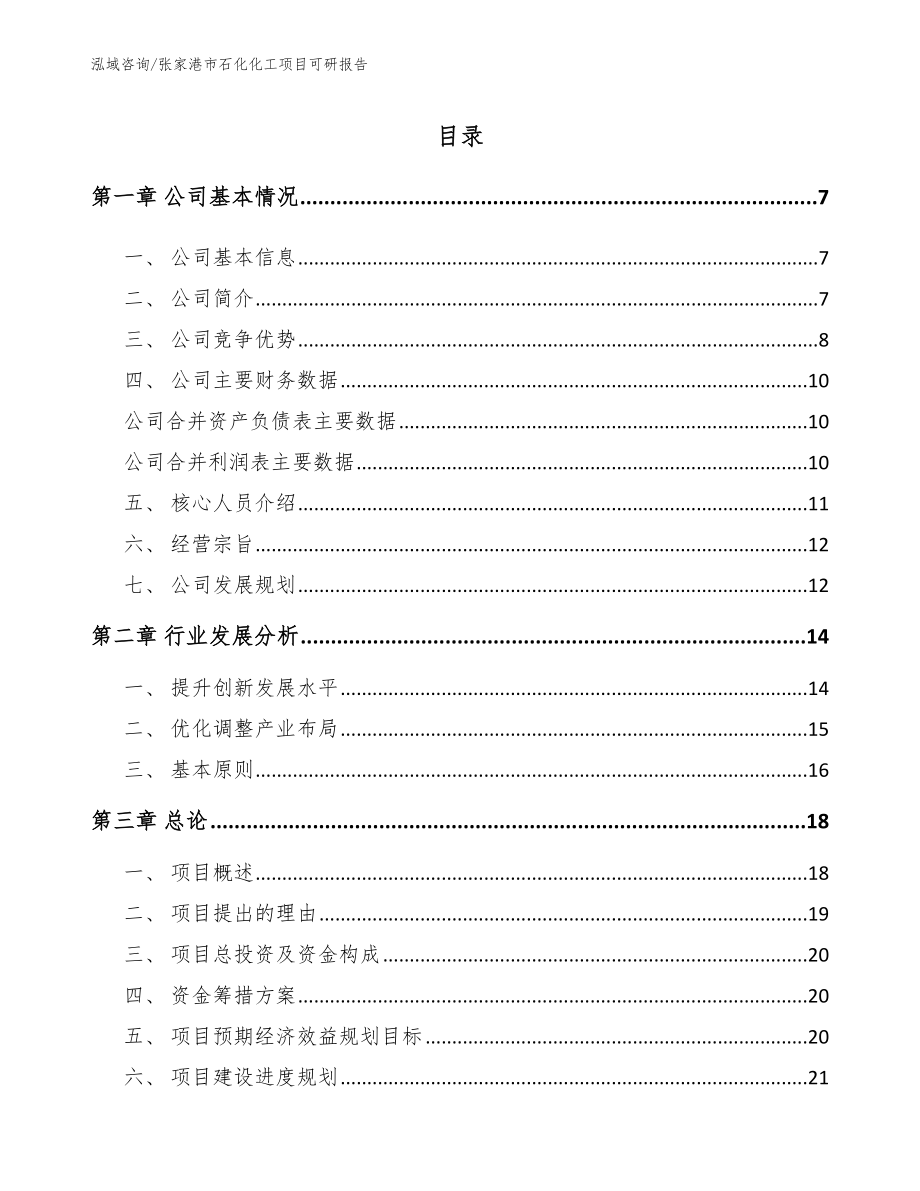 张家港市石化化工项目可研报告参考范文_第1页