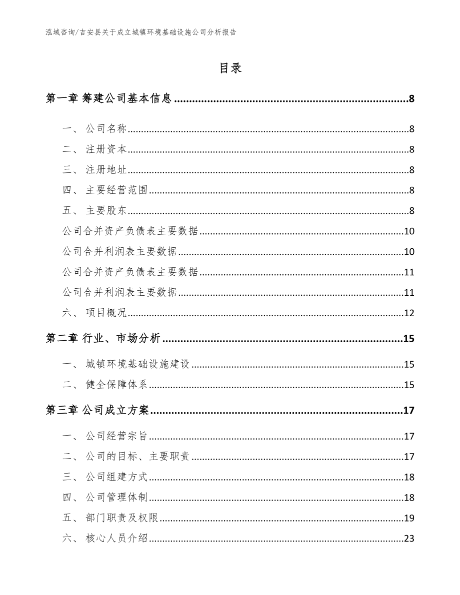 吉安县关于成立城镇环境基础设施公司分析报告（模板范文）_第2页