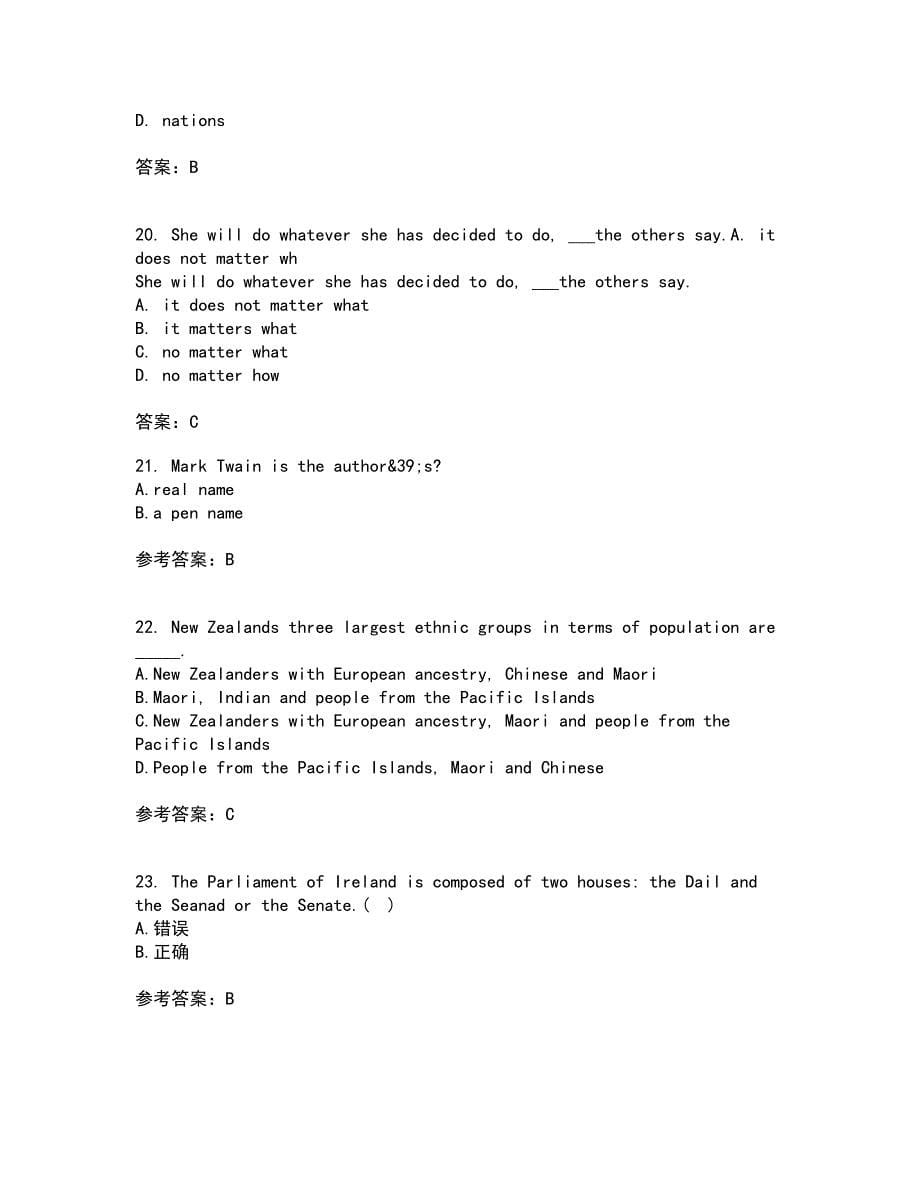 北京语言大学22春《英语国家概况》离线作业一及答案参考4_第5页