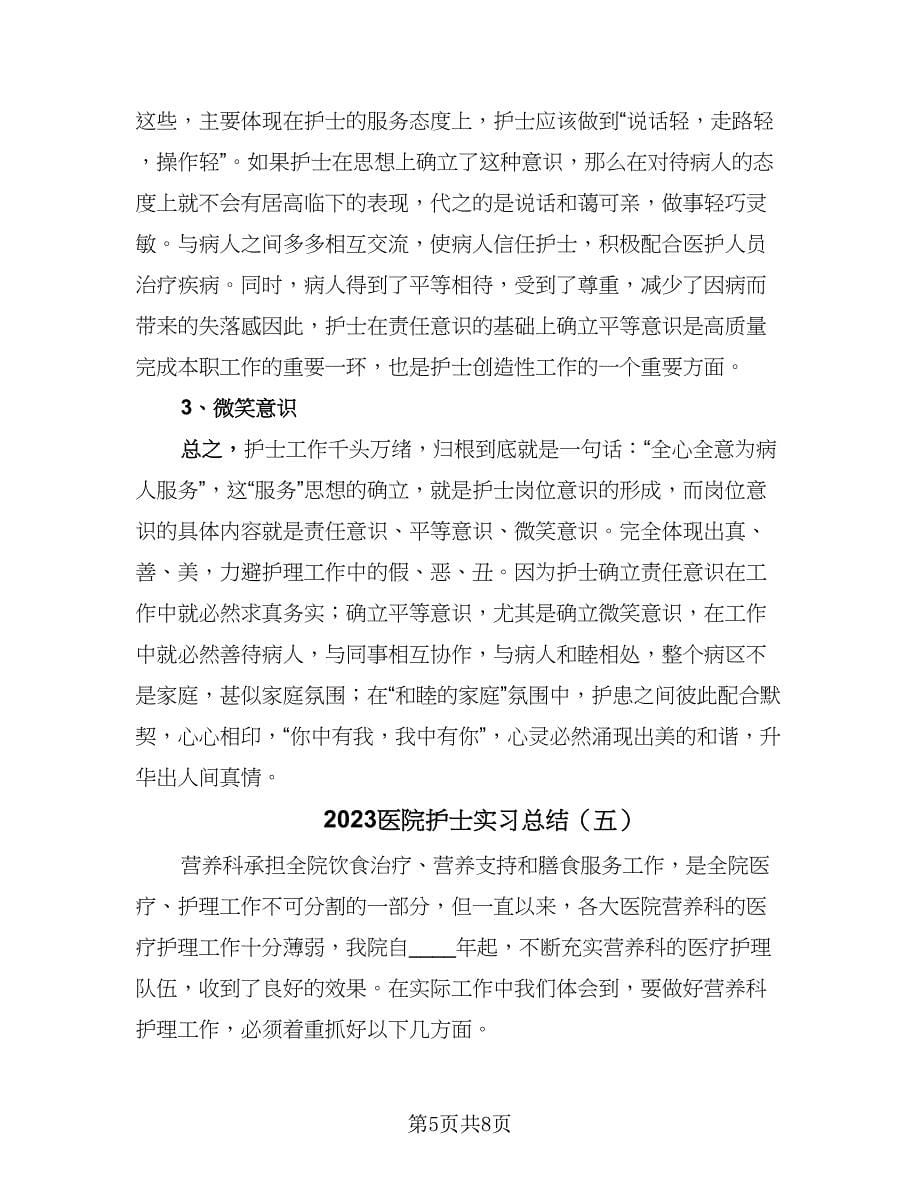 2023医院护士实习总结（5篇）.doc_第5页