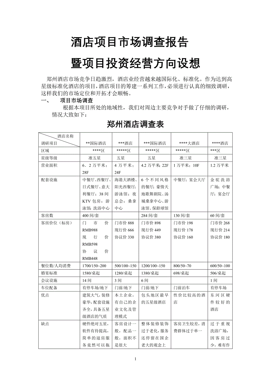 某酒店投资回报分析及项目运营思路DOC12页_第1页