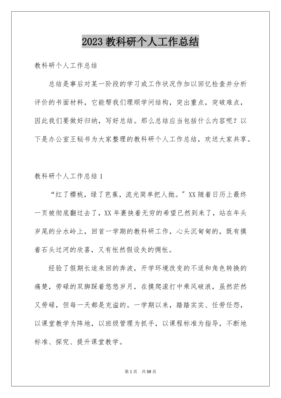 2023年教科研个人工作总结范文.docx_第1页