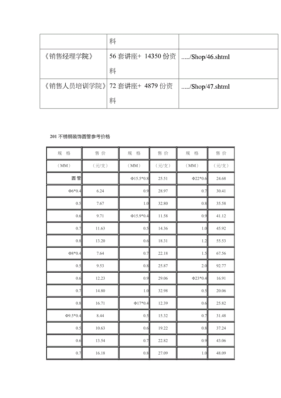 不锈钢装饰圆管参考价格_第2页