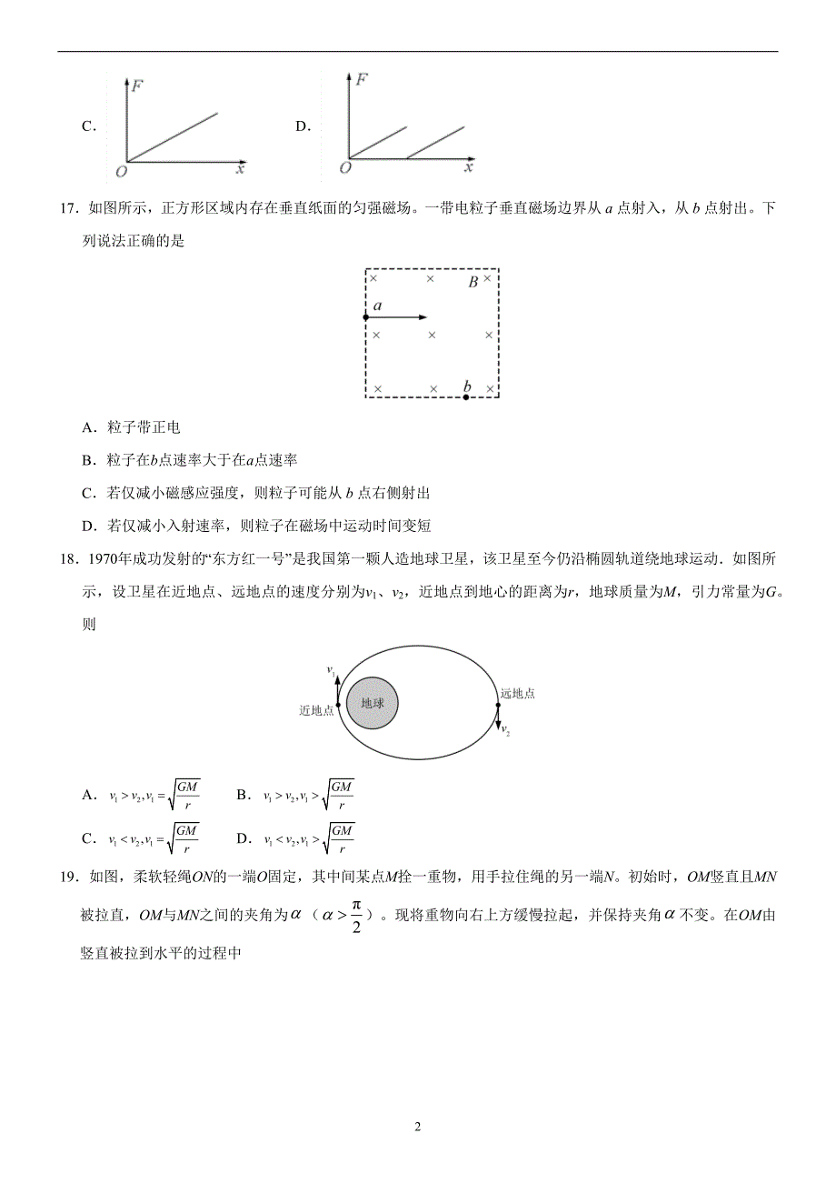 冲刺2020年高考物理精选真题重组卷02（原卷版）（新课标卷）_第2页