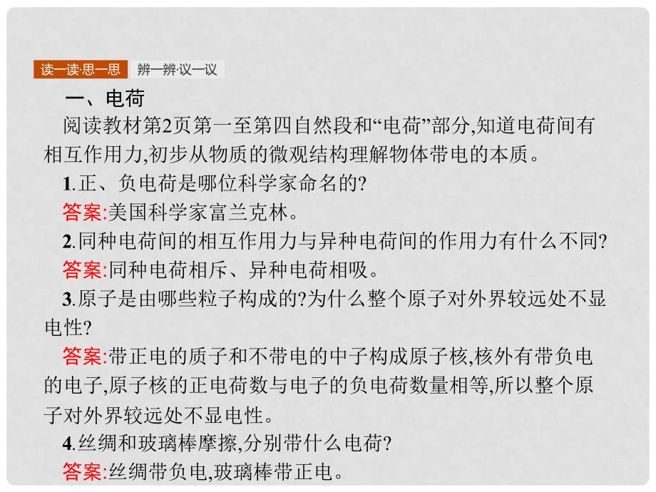 高中物理 第一章 静电场 1.1 电荷及其守恒定律课件 新人教版选修31_第3页