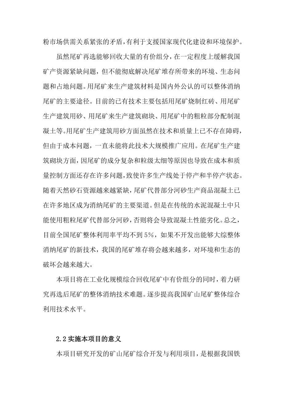 矿山尾矿综合开发与利用项目可行性策划书.doc_第5页