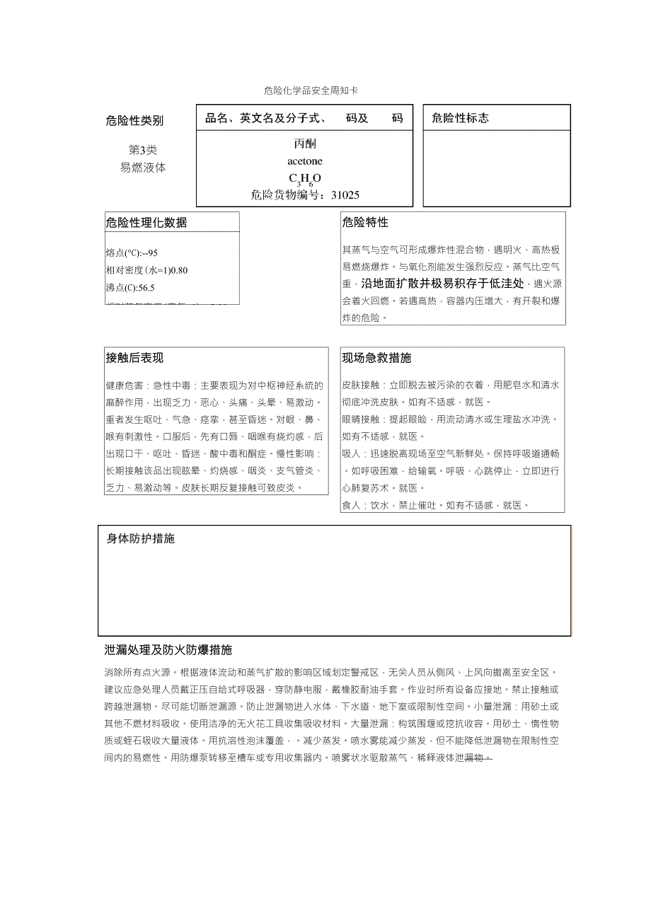 丙酮危险化学品安全周知卡_第1页