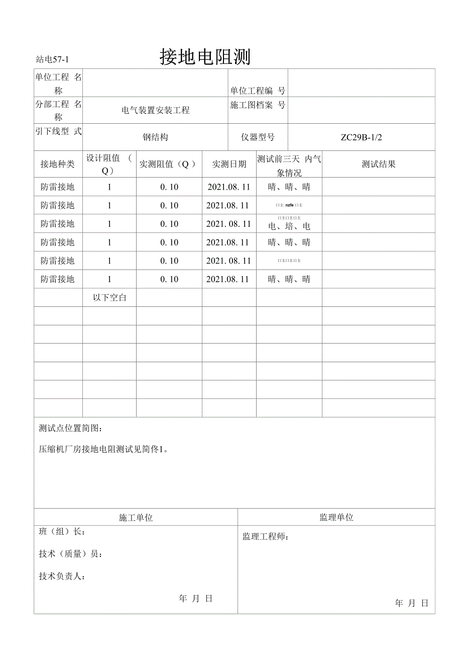 接地电阻测试记录.docx_第1页