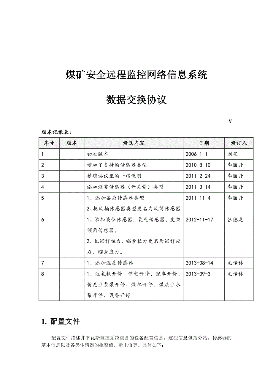 煤矿安全监控系统数据交换协议V_第1页