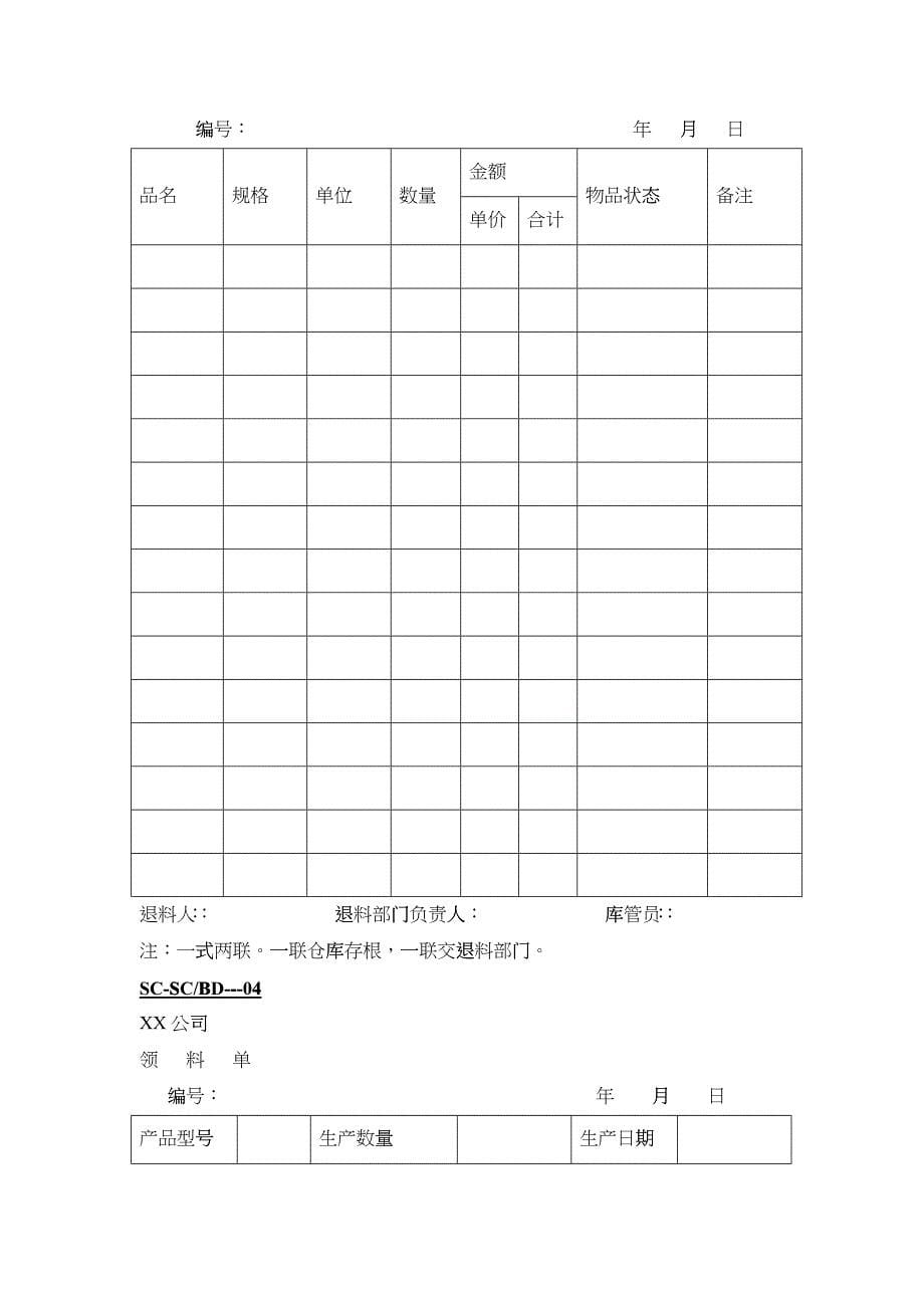 企业管理表格生产类—生产表格(DOC)_第5页