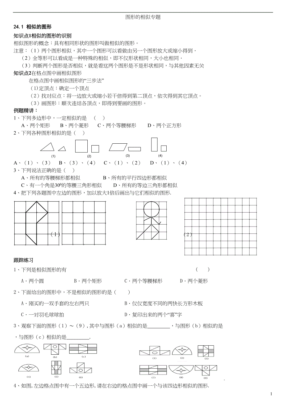 华师大图形图形的相似专题(DOC 29页)_第1页