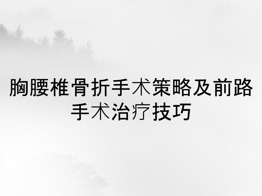 胸腰椎骨折手术策略及前路手术治疗技巧_第1页