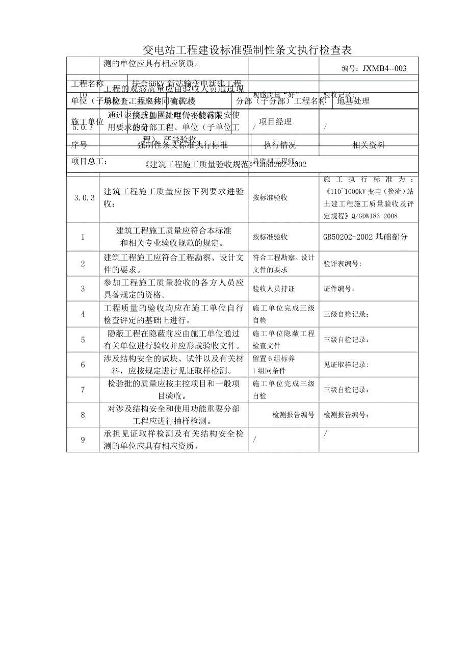 z变电站工程建设标准强制性条文执行检查表_第4页