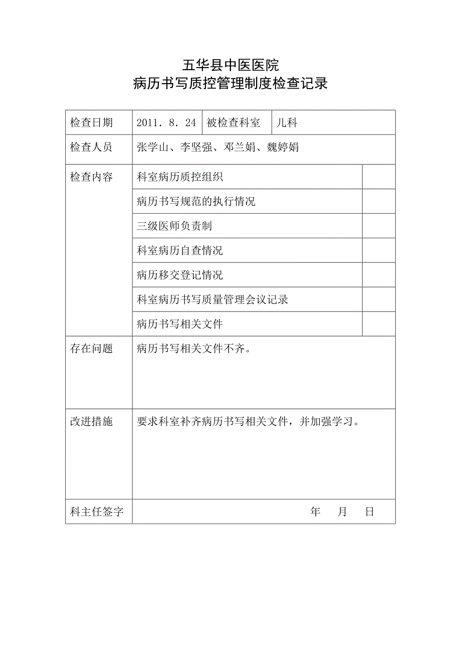 病历书写质控管理制度检查记录3532_第4页