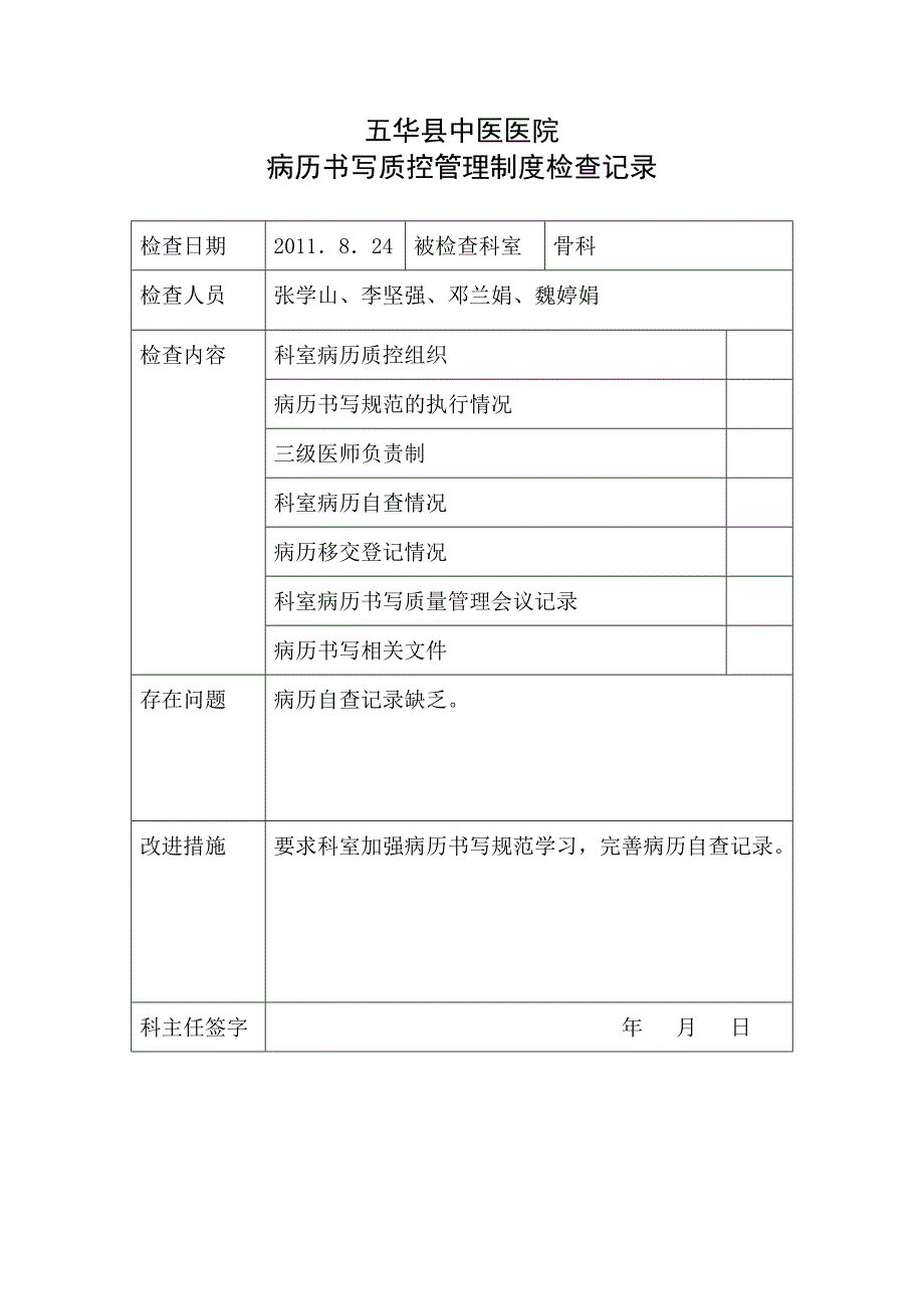 病历书写质控管理制度检查记录3532_第5页