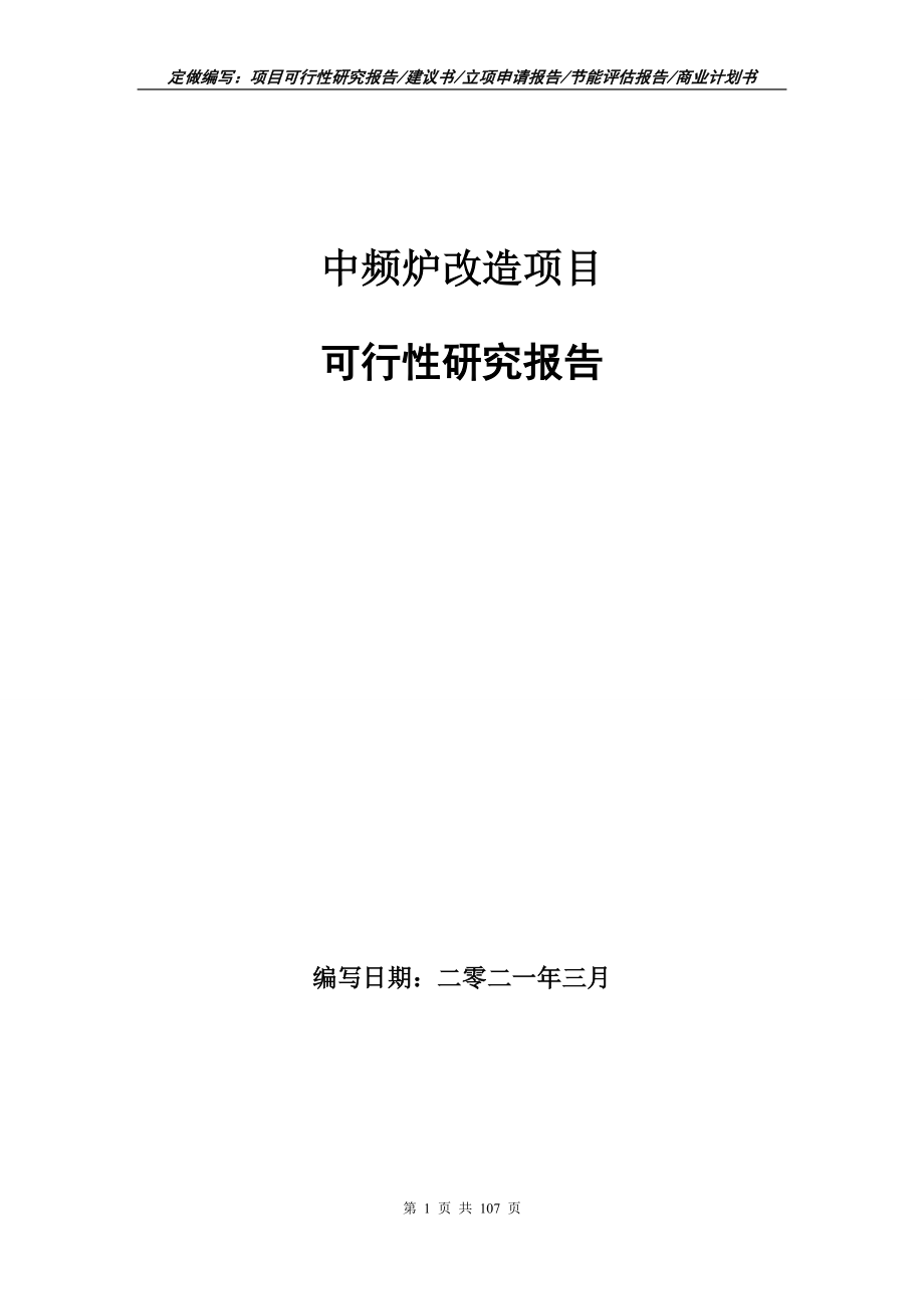 中频炉改造项目可行性研究报告写作范本_第1页