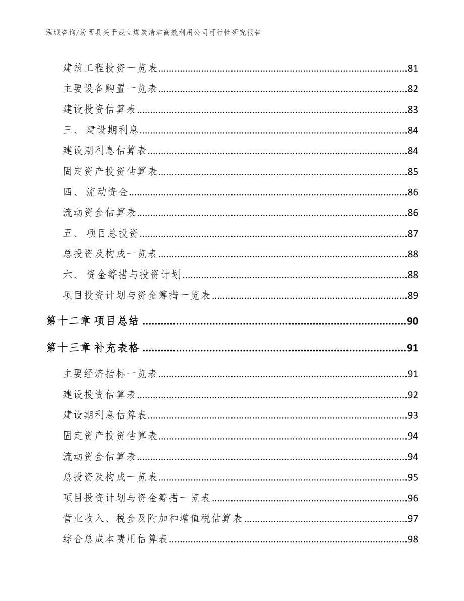 汾西县关于成立煤炭清洁高效利用公司可行性研究报告模板参考_第5页