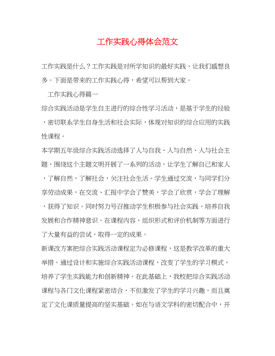 2023工作实践心得体会范文.docx_第1页