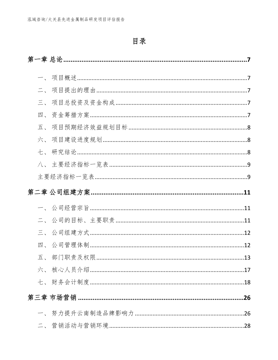 大关县先进金属制品研发项目评估报告参考范文_第2页