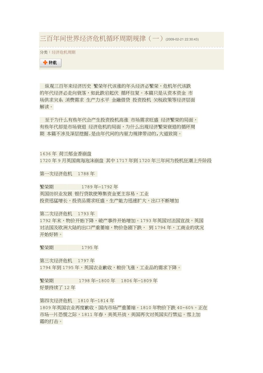 三百年间世界经济危机循环周期规律.doc_第1页