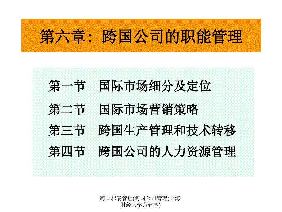 跨国职能管理跨国公司管理上海财经大学范建亭课件_第1页