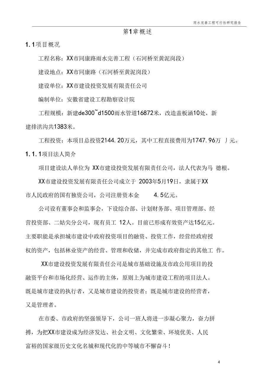 某雨水系统完善项目工程可行性研究报告_第4页