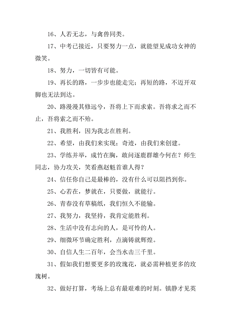 2023年中考冲刺励志语录6篇初中冲刺中考励志语录_第2页