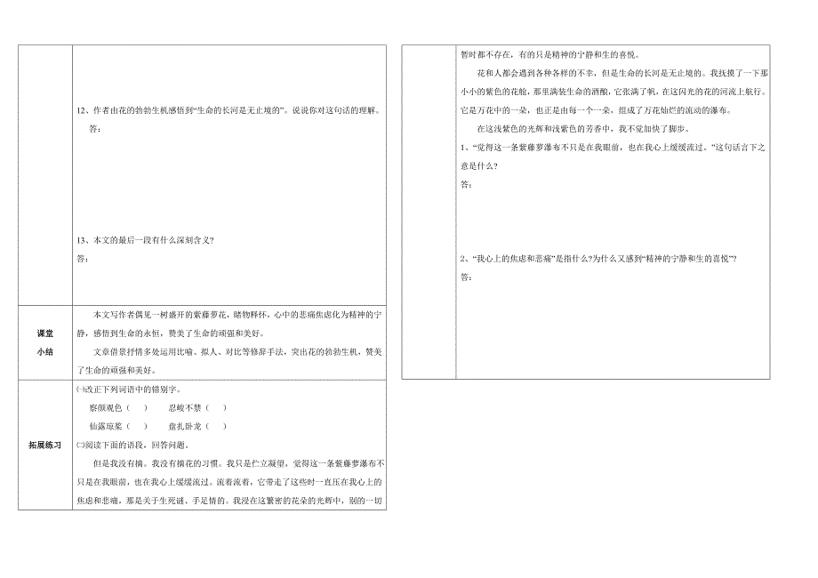 紫藤萝瀑布学案学生_第3页