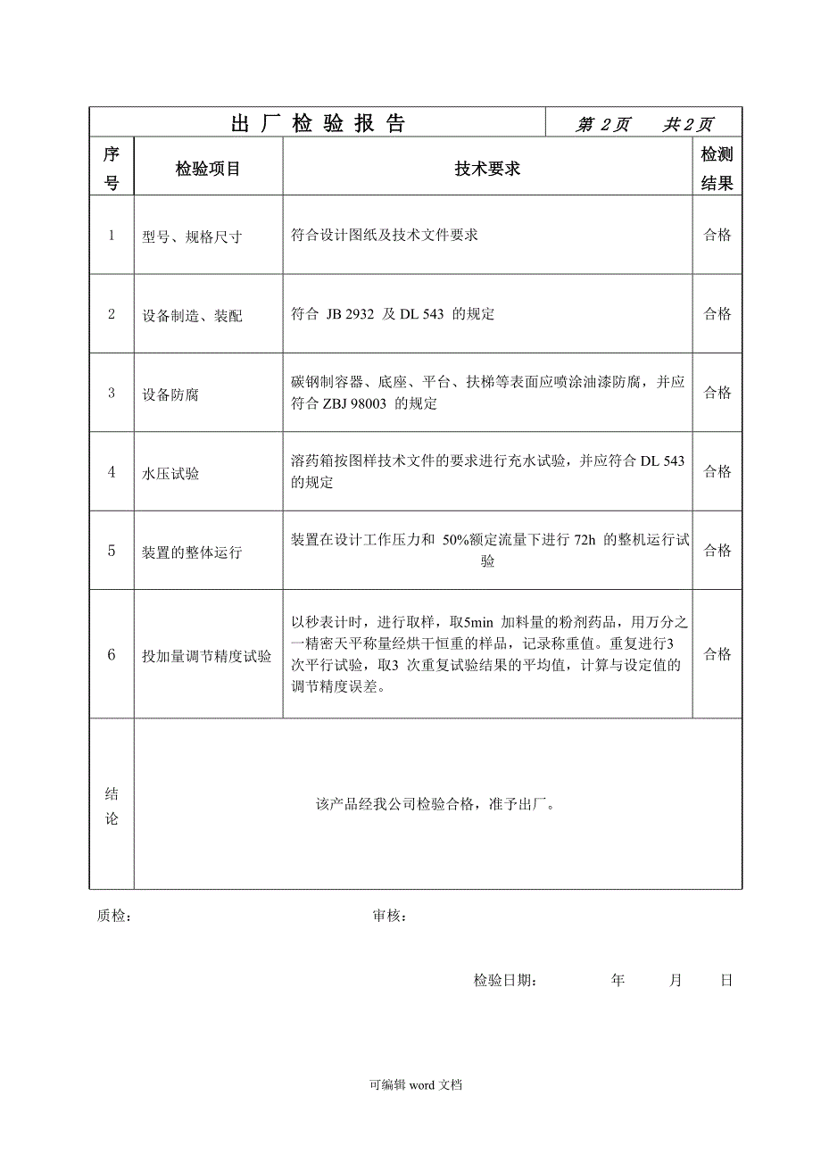 加药系统出厂检验报告.doc_第3页