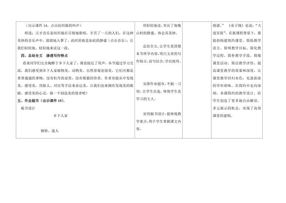 《乡下人家》六格四栏教案_第5页