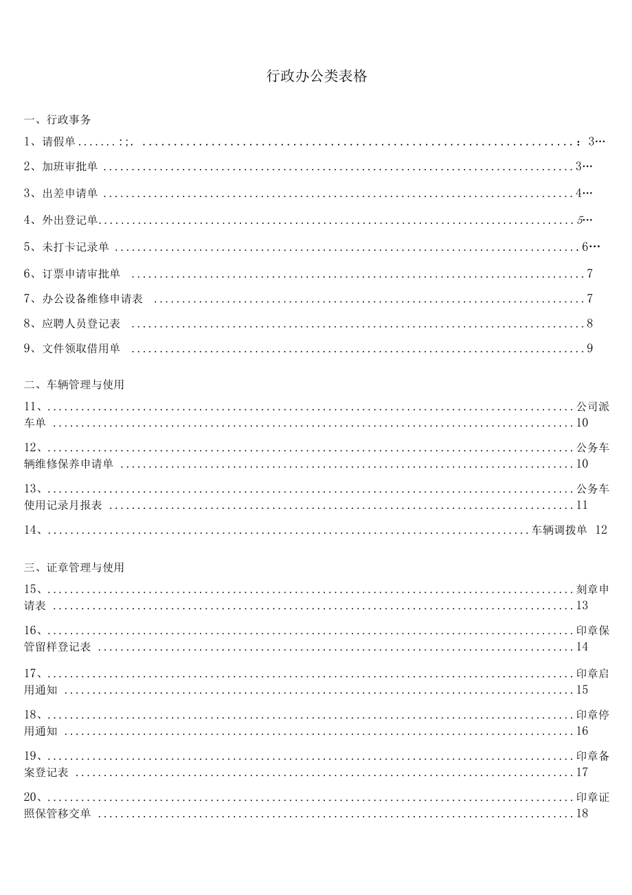 行政办公类表格汇总_第1页