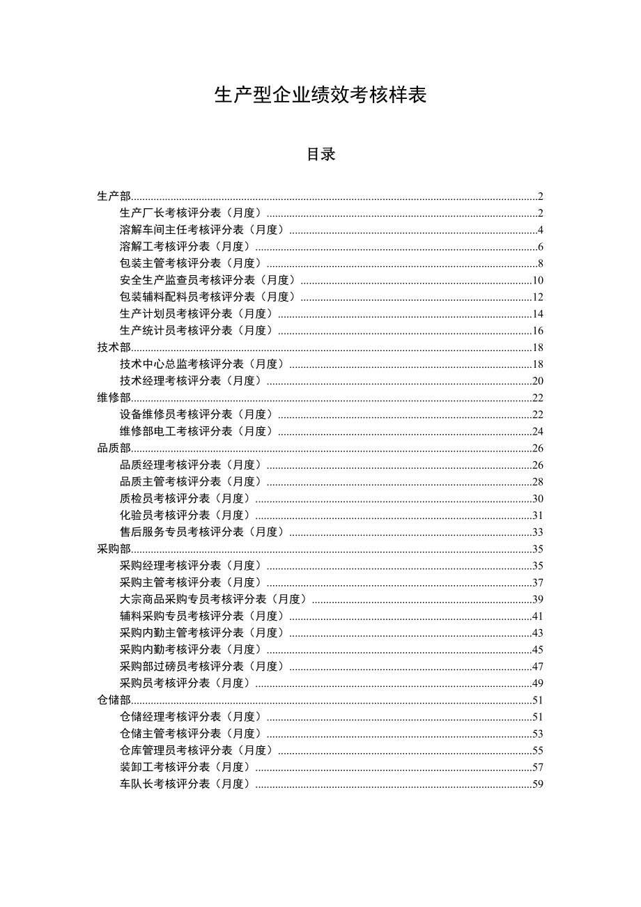 表格类模板生产型企业绩效考核样表_第1页