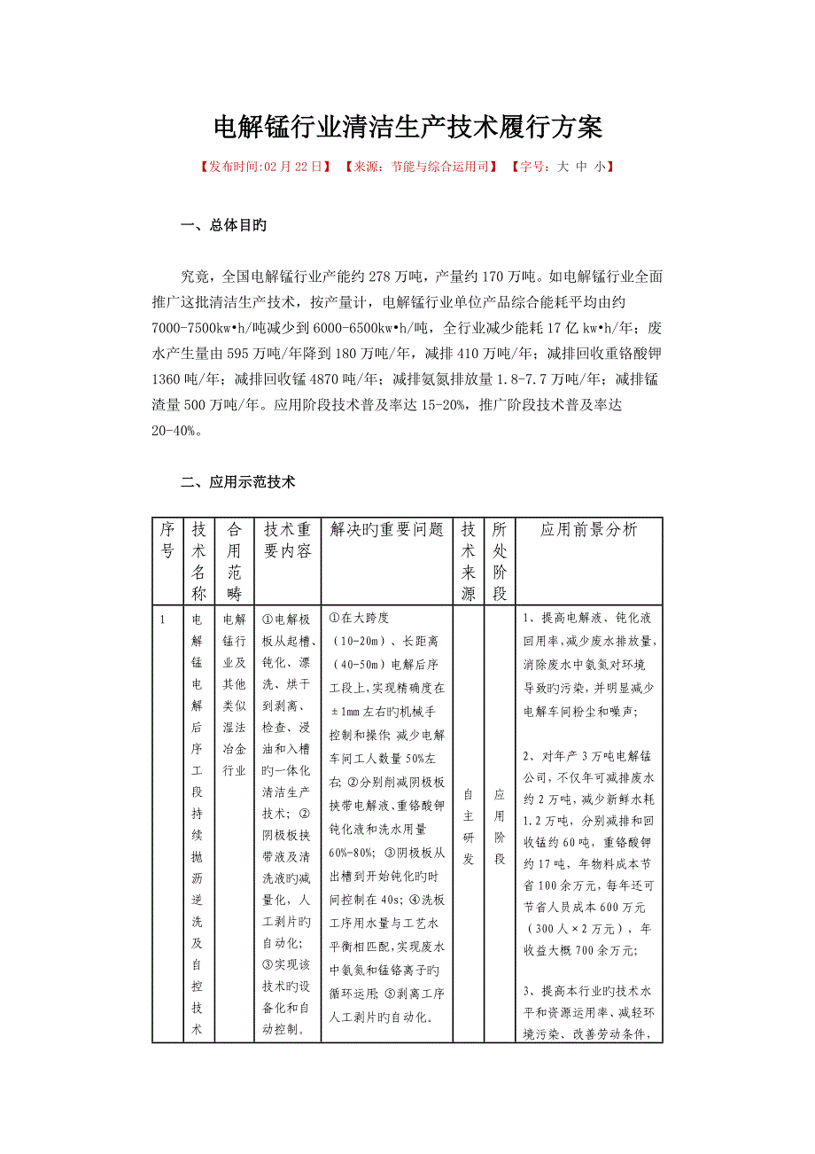 电解锰行业清洁生产技术推行方案_第1页