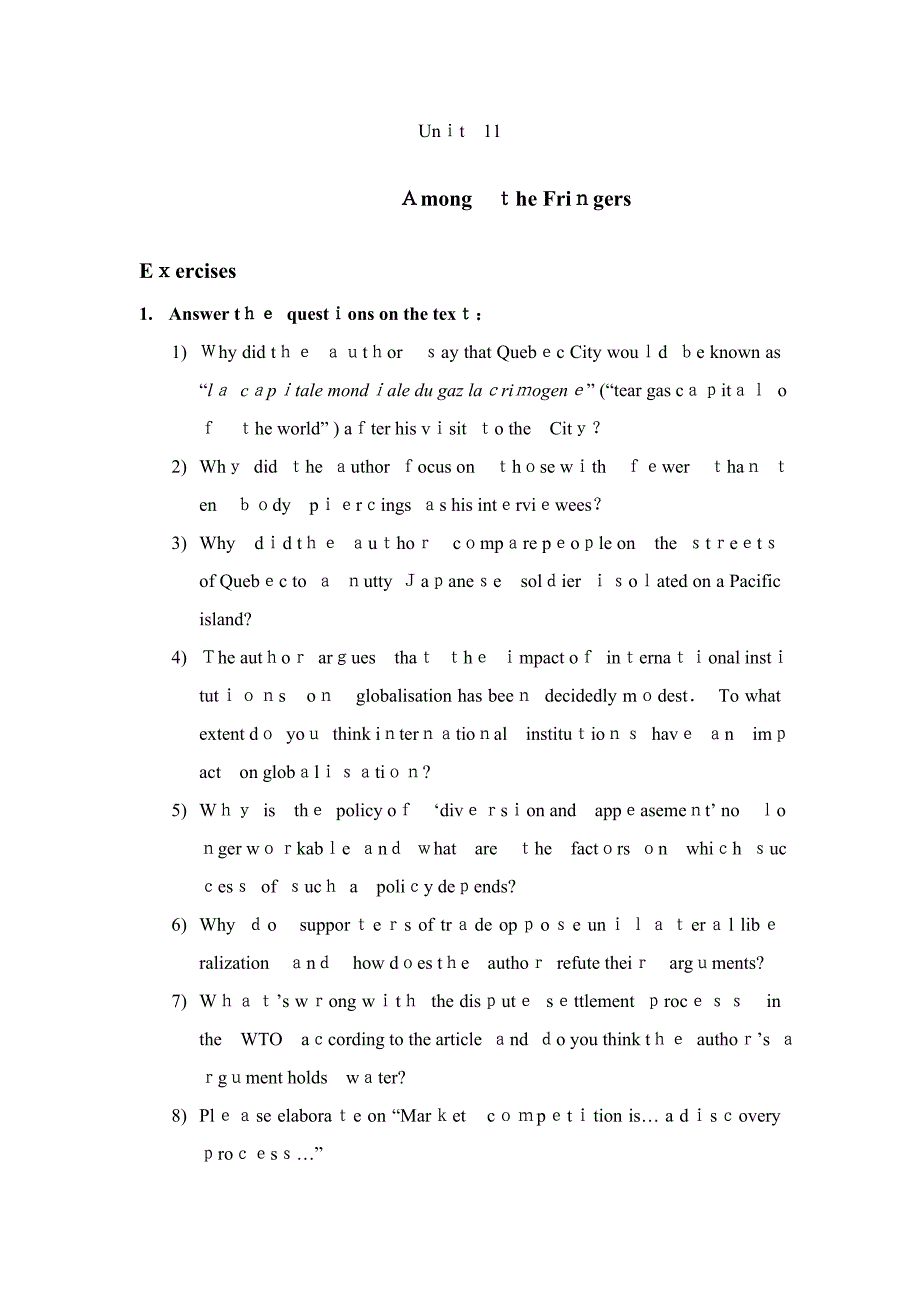 高级商务英语阅读11-t-Among-the-Fringers习题答案_第1页