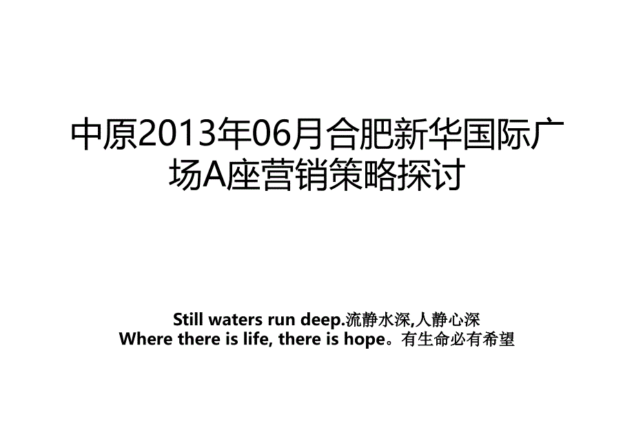 中原06月合肥新华国际广场a座营销策略探讨_第1页