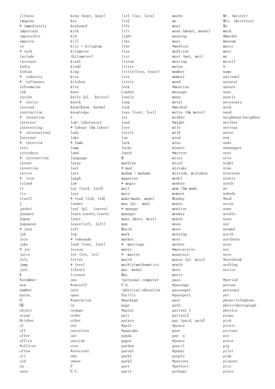 英语初中英语词汇打印_第3页