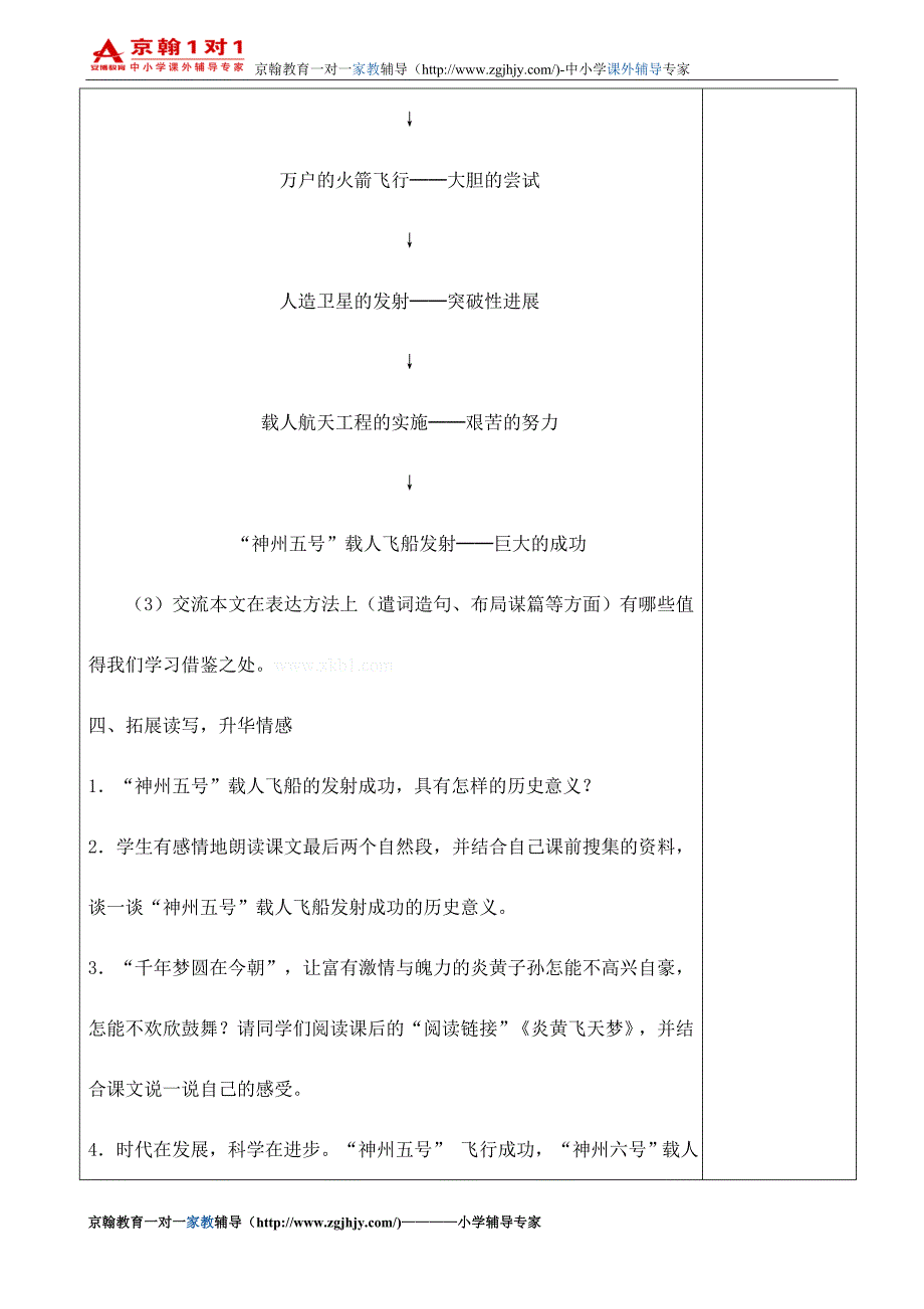 小学语文辅导六年级语文下册《千年梦圆在今朝》教案.doc_第4页