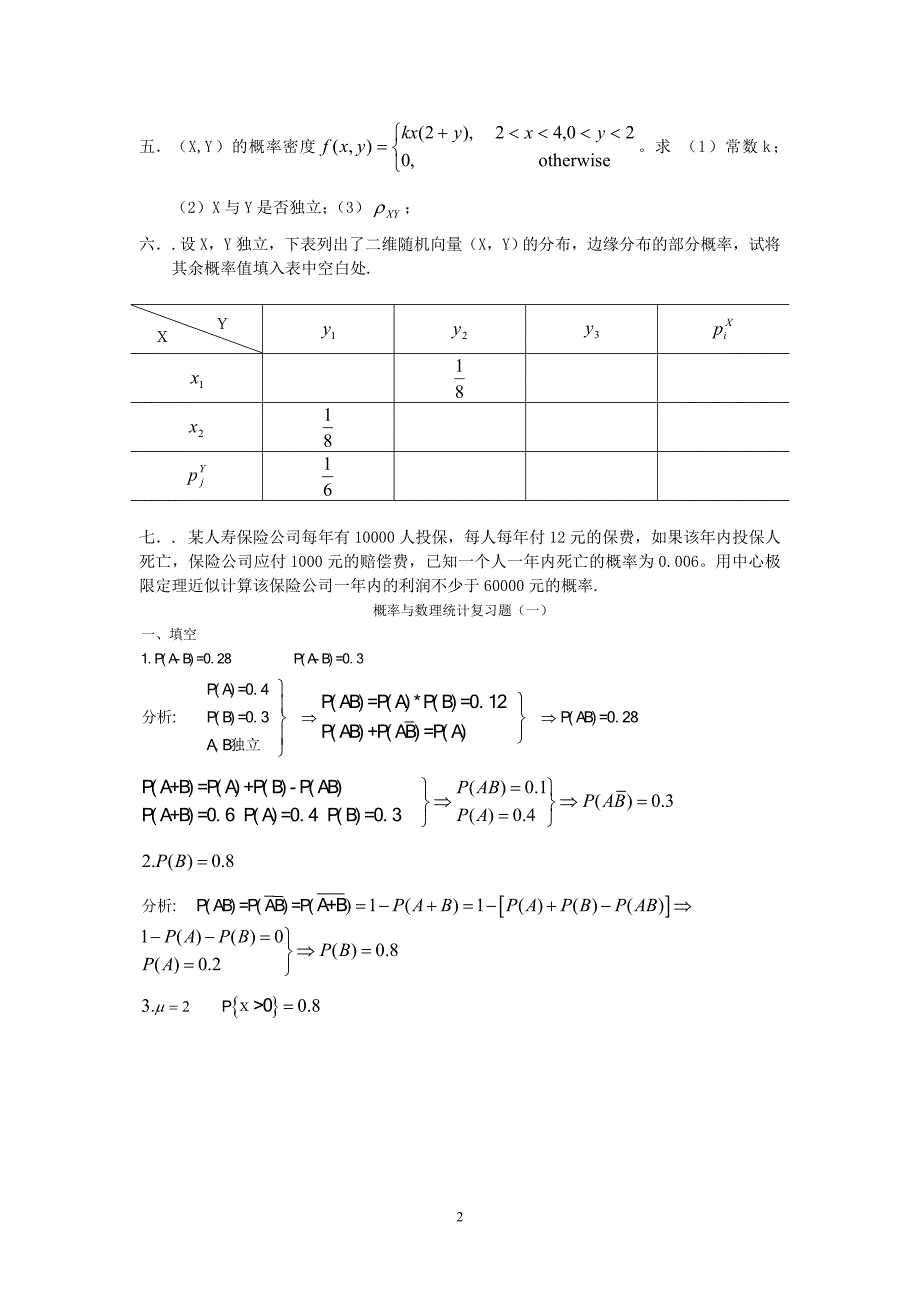 [管理学]概率统计复习题含答案_第2页