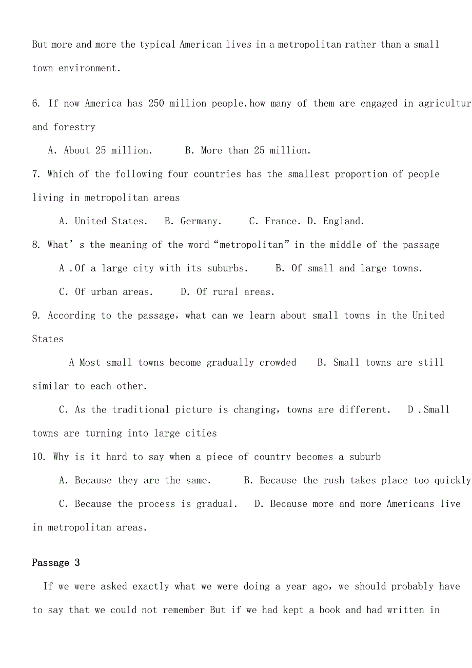 高中阅读理解练习附答案和翻译_第3页