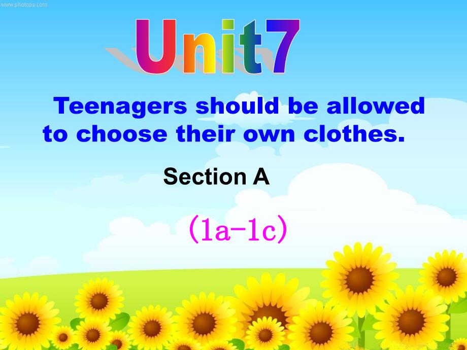 2014版九年级Unit7Teenagers_should_be_allowed_to_choose_their_own_chothes_SectionA_(1a-1c)_第1页