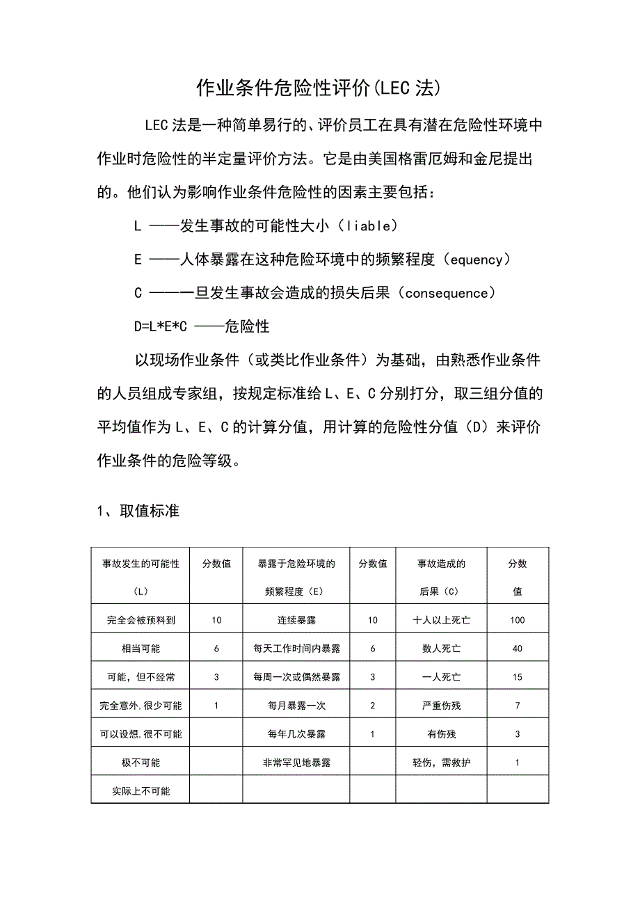 作业条件危险性评价(LEC法)及举例5095_第1页