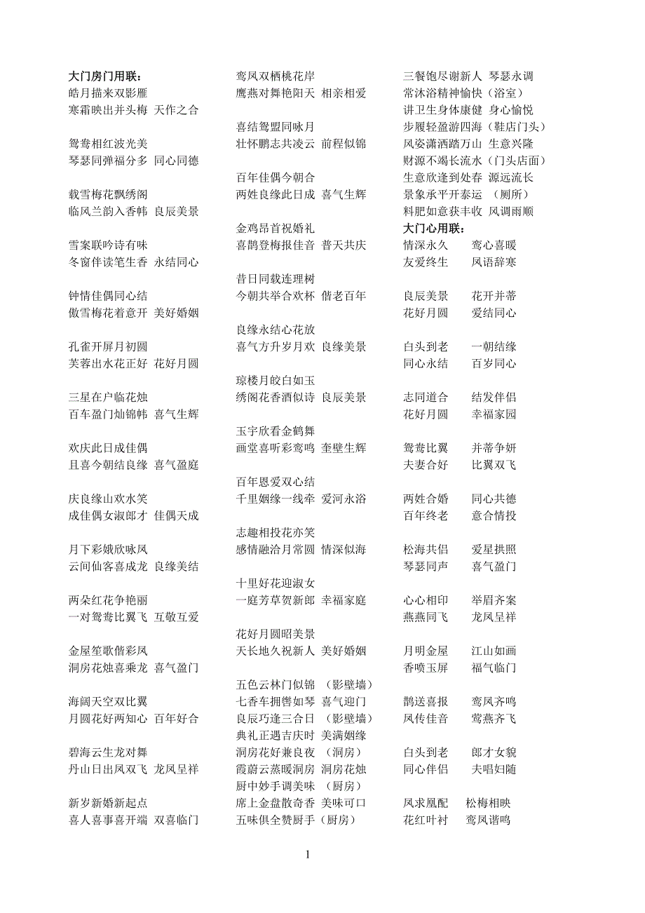 常用婚联(带横批).doc_第1页