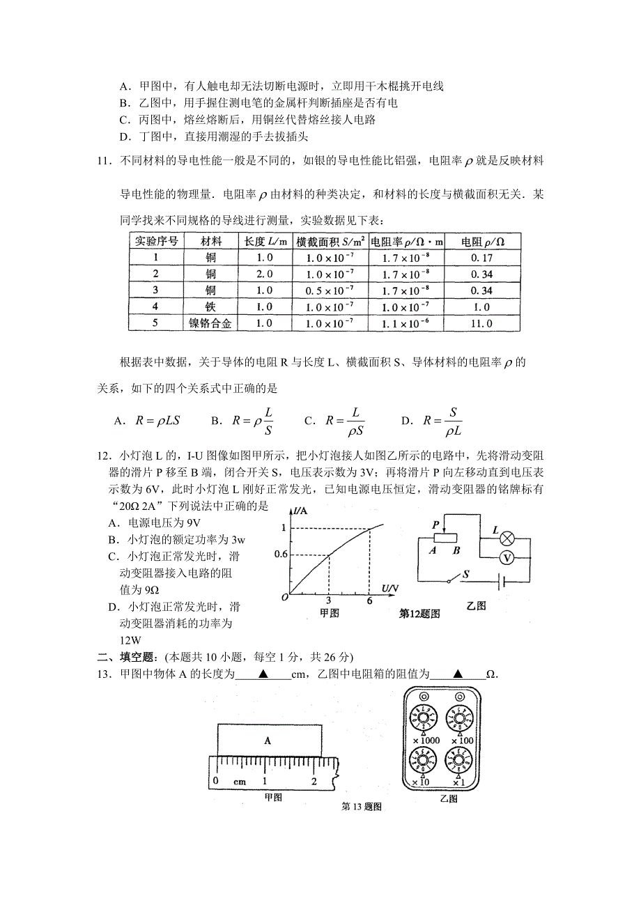 2015年常熟市初三物理调研测试卷及答案.doc_第2页