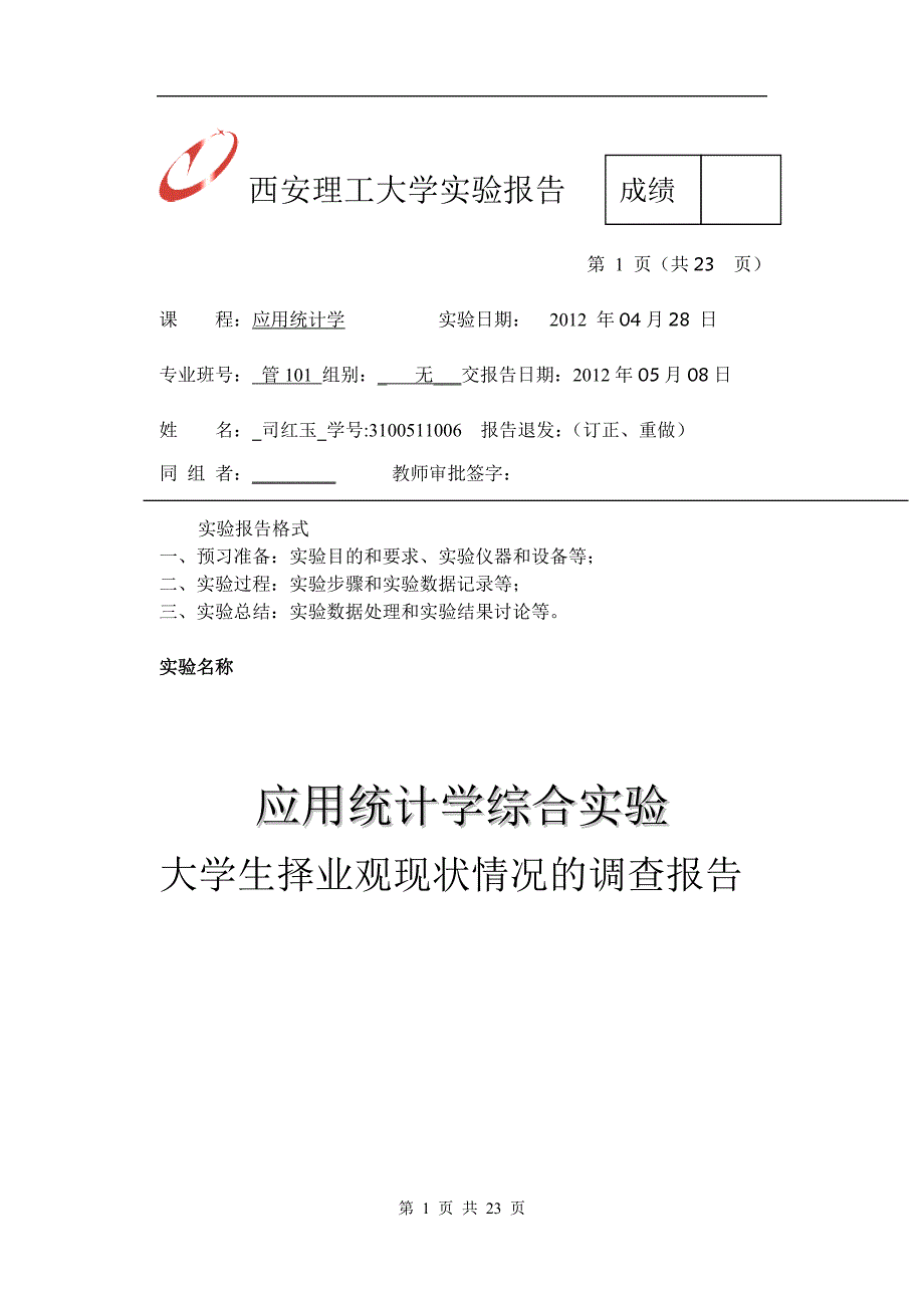 统计学调查报告_第1页