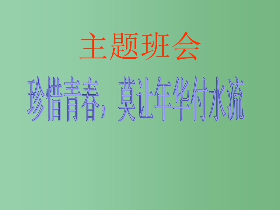 中学主题班会珍惜青莫让年华付水流课件_第1页