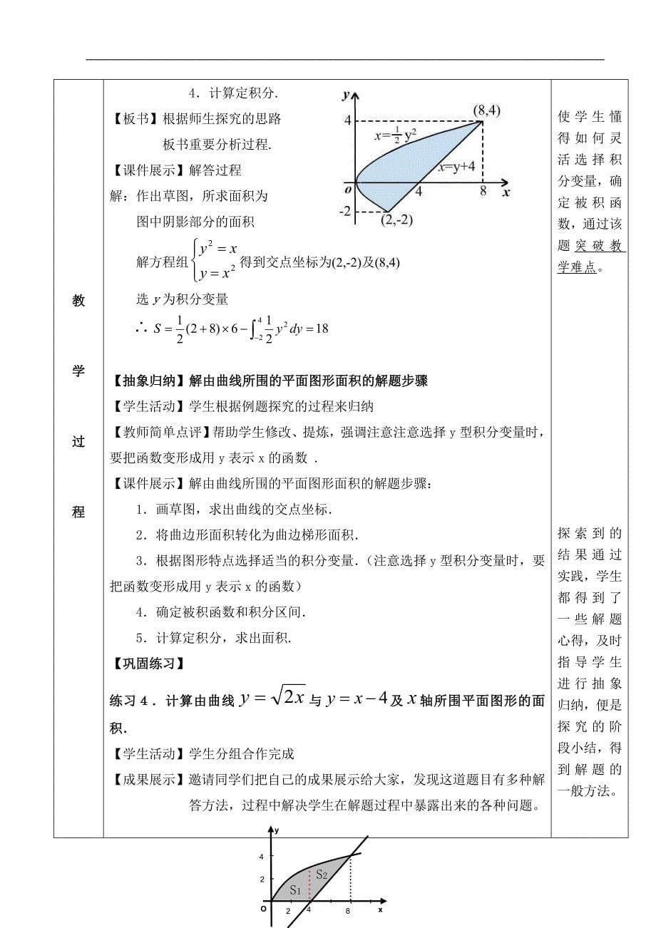 积定分在几何中的简单应用教学设计--大学毕设论文_第5页