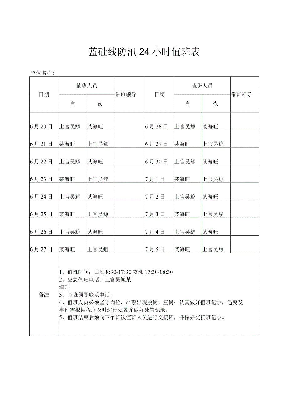 南段监理组防汛值班安排模板_第4页